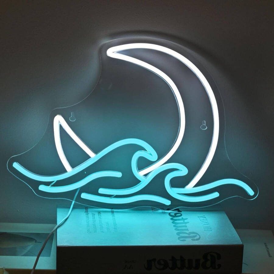Neon Moon Wave USB aangedreven 'Neon Light LED Neonlichten teken Rock Roll wanddecoratie en kamerdecoratie