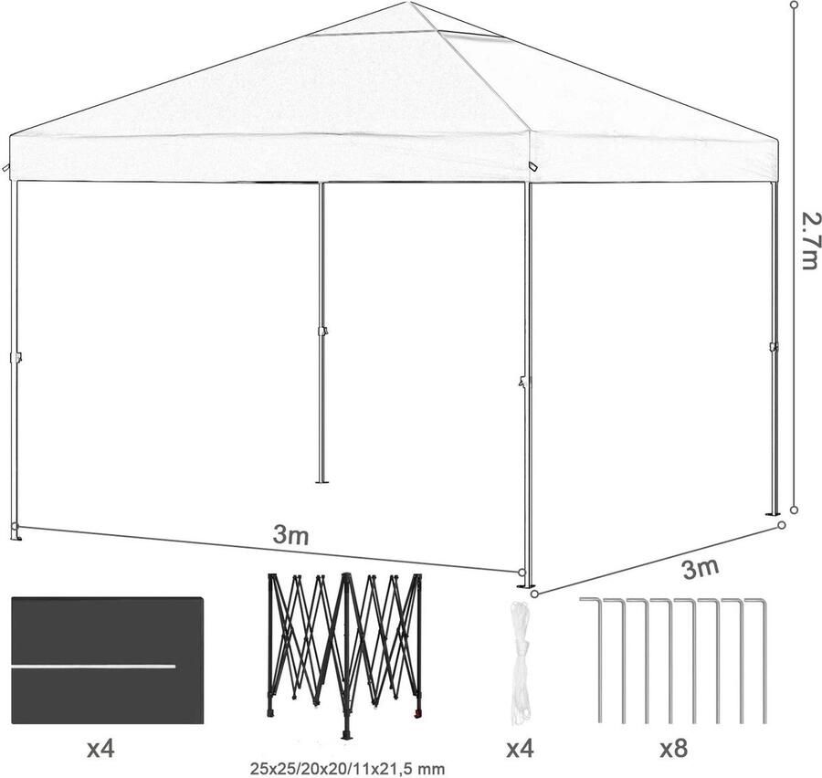 Néos Partytent Opvouwbaar Waterdicht Oxford Beige 300x300x270cm