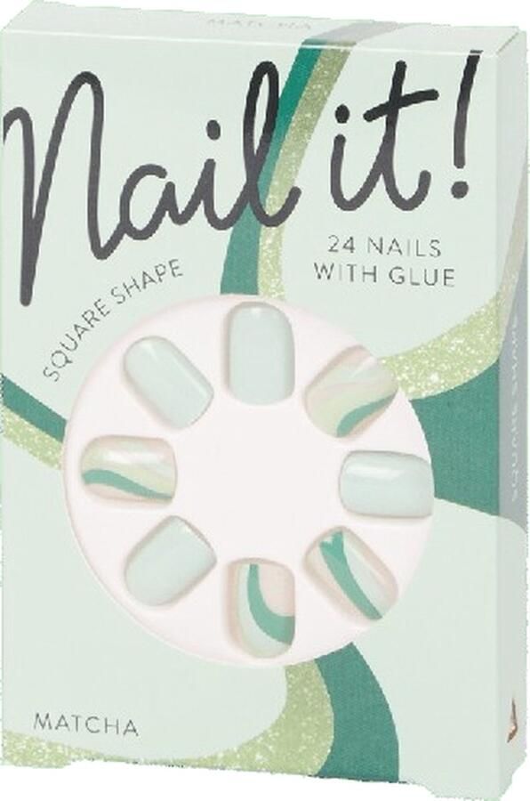 Nep Nagels Kunststof Matcha Groen 24 Nagels met Lijm Square Shape Plak nagels Kunstnagels