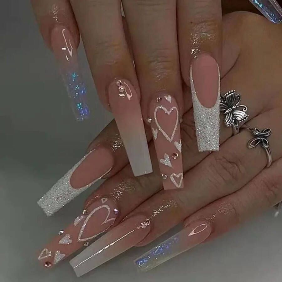 Nepnagels-Kunstnagels-Plaknagels -Designer nails Nagellijm Plaknagels Zelfklevende Plaknagels met lijm Set van 24 Nagels