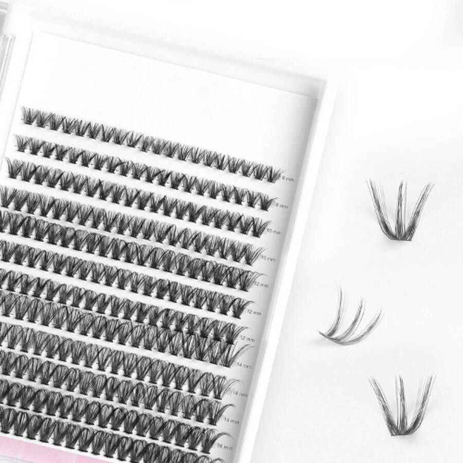 Nepwimpers 8 16mm wimperextensions D Curl Lash Clusters 240stuks
