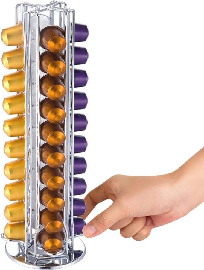 Nespresso capsulehouder draaibaar voor Nespresso koffiepads capsulestandaard roterend voor 40capsules draaistandaard houder voor opslag