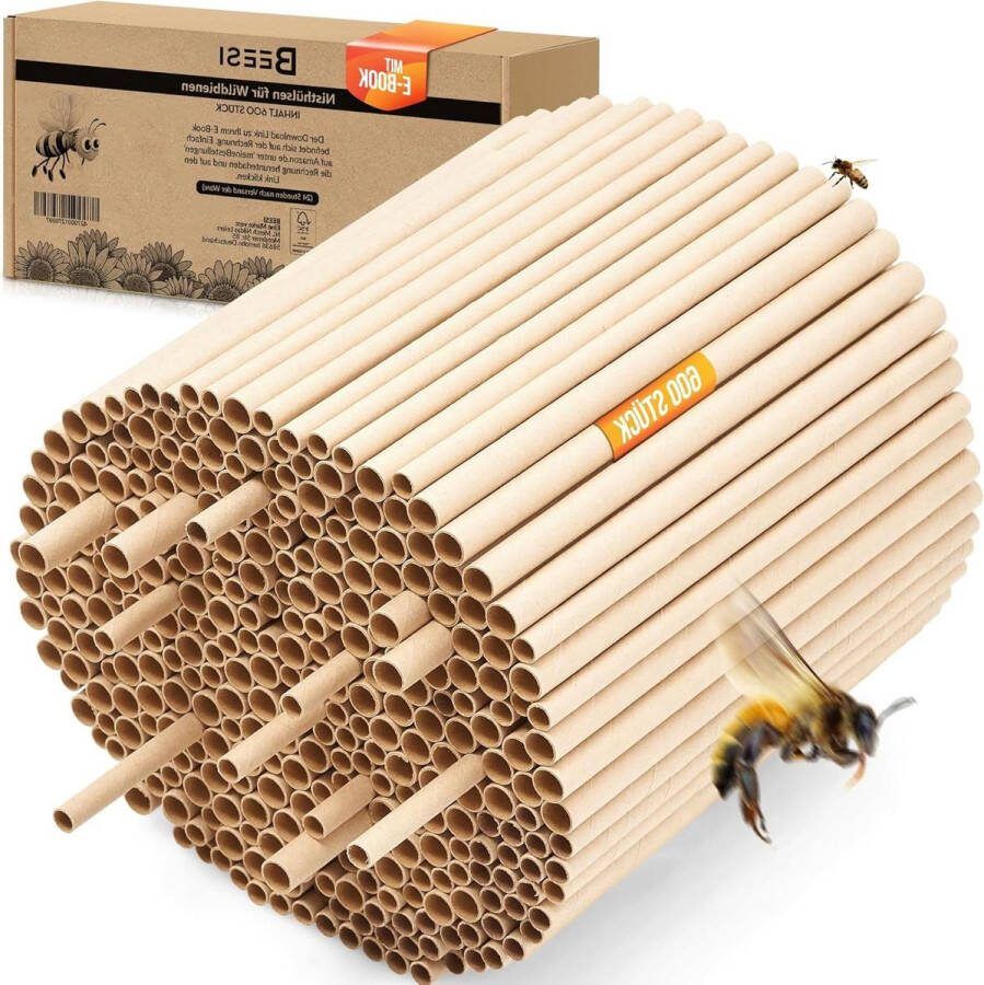 Nesthulzen voor wilde bijen 600 stuks 6 en 8 mm diameter waterafstotend lange levensduur insectenhotel accessoires vulmateriaal