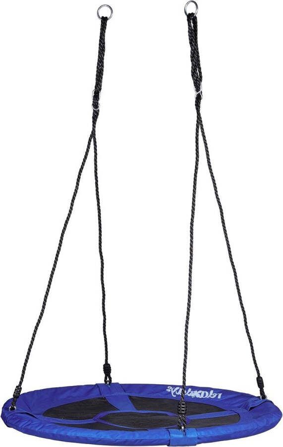 Nestschommel rond gesloten zitting donkerblauw outdoor diameter 90 cm tot 100 kg kinderschommel