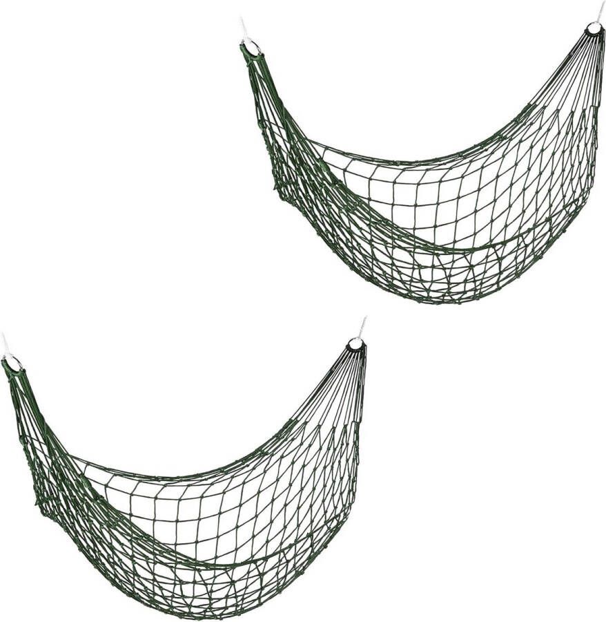 Net Hangmat Set Van 2 Eenpersoons Lichtgewicht Camping Tuin Kampeerhangmat Donkergroen Tot 120 kg