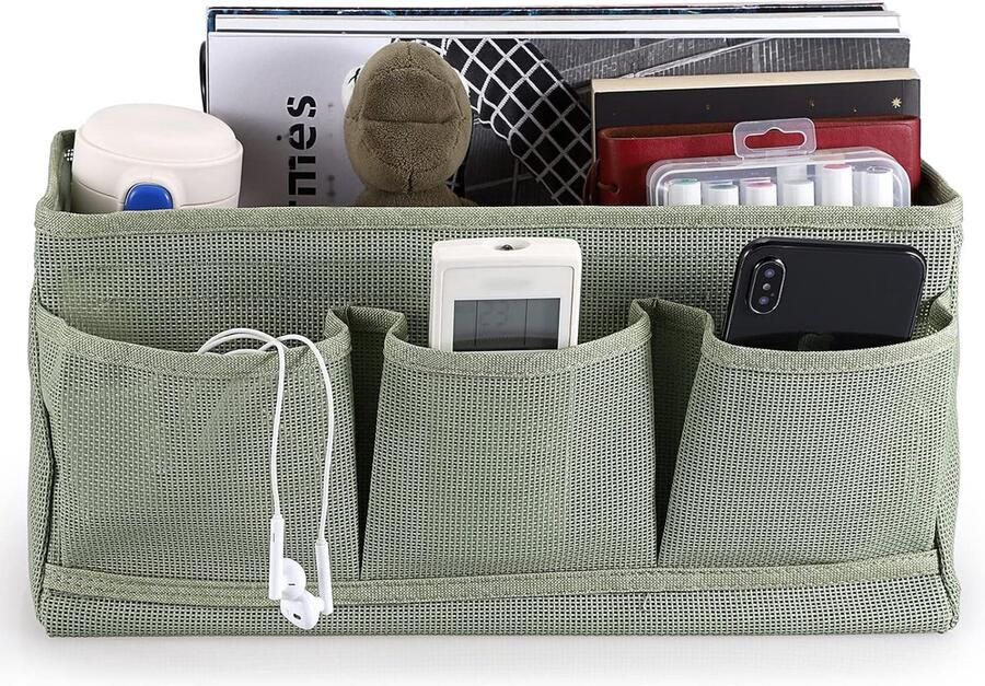 Netto Nachtkastje Opknoping Opslag Bed Zakken Manden Slaapzaal Bed Organizer Caddy Multifunctionele Opknoping Opbergtas voor Thuiskantoor School Dorm Ziekenhuis Groen