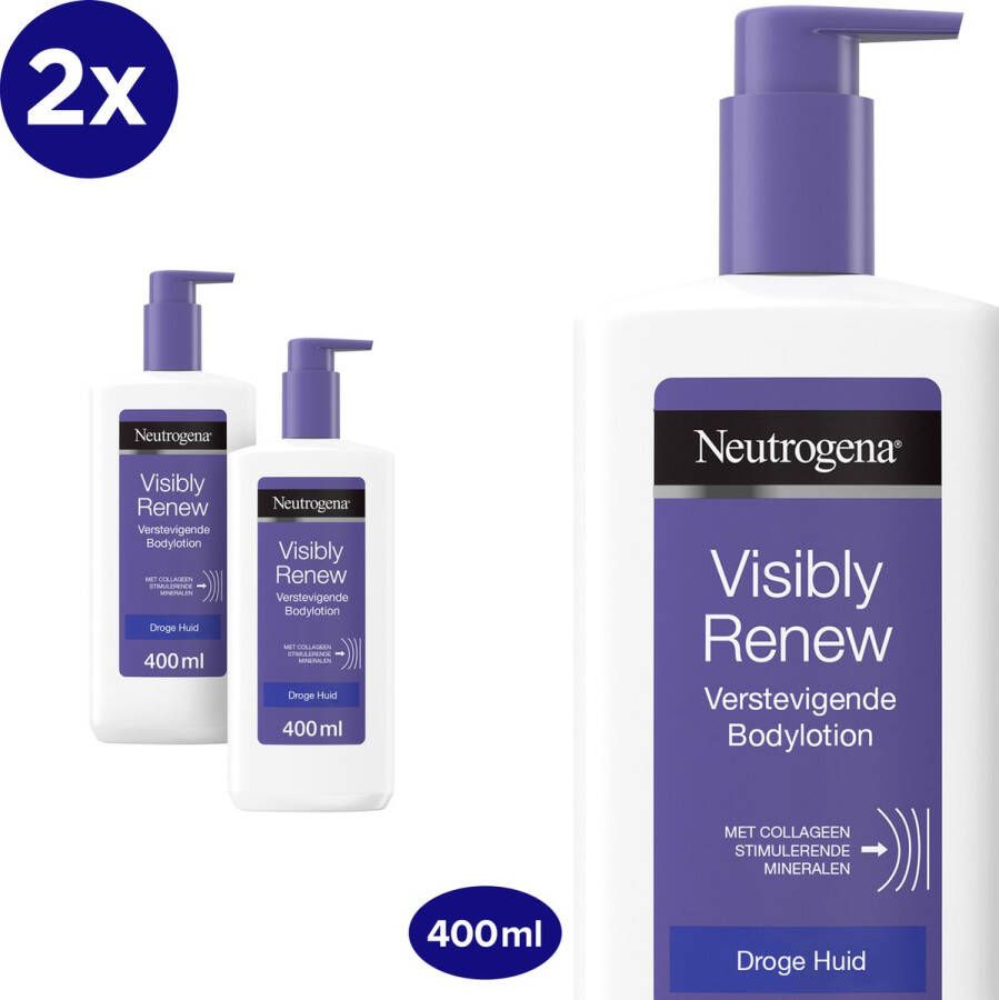 Neutrogena Visibly Renew bodylotion verstevigende bodymilk body moisturizer voor de droge slappere huid 2 x 400 ml