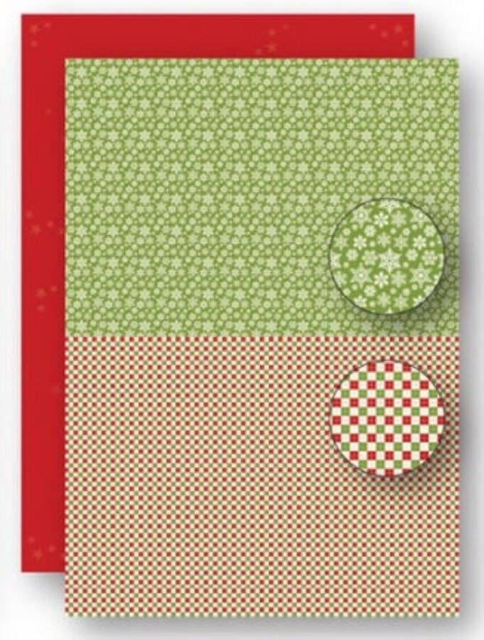 NEVA069 Nellie Snellen A4 knutselpapier kaarten scrapbook pakket 5 vellen achtergrond papier kerstmis sneeuw Christmas green snowflakes achtergrondvellen