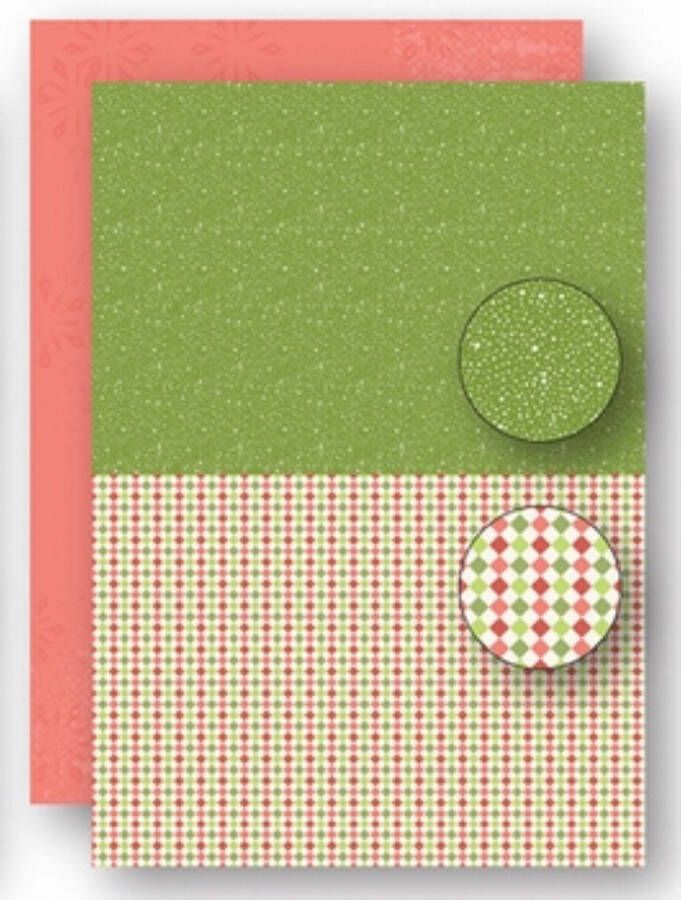 NEVA070 A4 Nellie Snellen knutselpapier kaarten scrapbook pakket 5 vel achtergrond papier achtergrondvellen kerstmis groen Christmas green dots