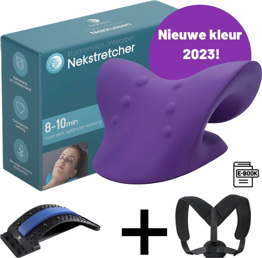 NEW2075 improve your wellness massageapparaten backstretcher- Nekstretcher-rug corrector Body Package-paars