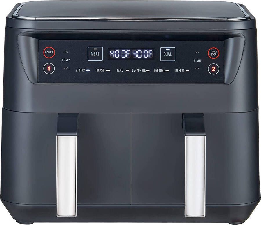 Niceey Dubbele Airfryer XXL Twee Kookvakken 8.0 Liter 2460 Watt Incl. Kookboek Dual Functie Zwart