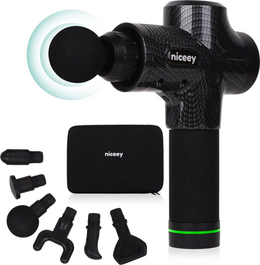 NICEEY Massage Gun Pro 30 Standen Draadloos 6 Opzetstukken Massage Apparaat Professioneel Sport En Relax Massageapparaat Fitness Spier Massage Met Koffer Zwart