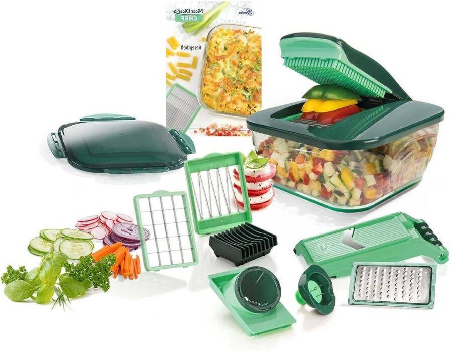 Nicer Dicer Chef fruitsnijder groentesnijder en hakmolen groenteschaaf en mandoline groen