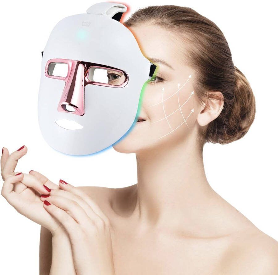 Nieuw Model 2023 7 Kleuren Licht Led Gezichtsmasker Huidverjonging Led Masker Fototherapie Gezichtsverzorging + Crystal Collagen Gold Opvouwbare Foton Huidverjonging Lichttherapie Led Gezichtsmasker