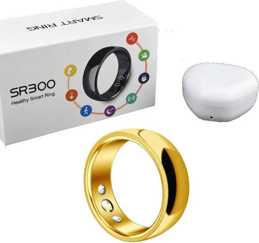 Nieuwe Sr300 Waterdichte Smart Ring Hartslag Bloeddruk Bloedzuurstoftemperatuur Slaap Hulp Calorieën Gezondheid Meertalige Fitness Monitor Tracker Goud