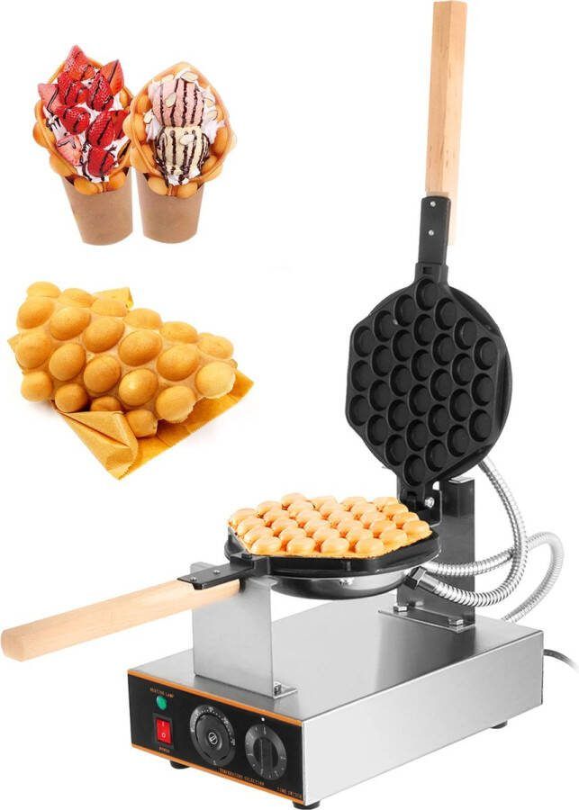 Nique Elektrische Wafelijzer Machine Wafelmaker Poffertjespan Poffertjesmaker Bubble Wafelijzer – Roestvrijstaal Wafel Bakken Machine 1400W – 6 KG