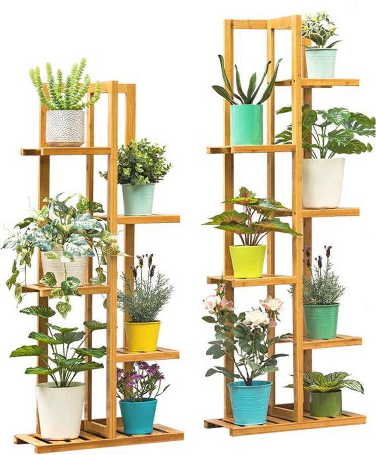 Nique Plantenrek Bamboe Outdoor plantenrek Tuin Balkon Houtkleur