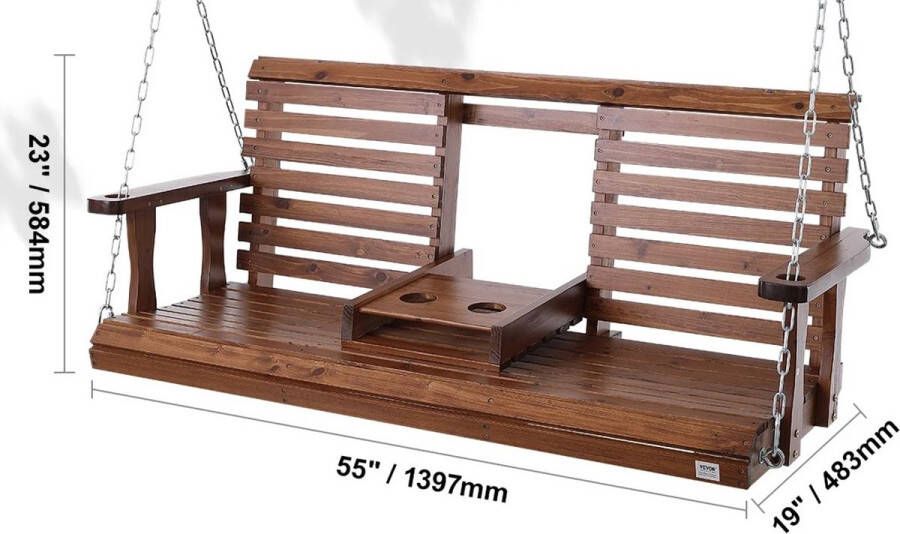 Nique Schommelbank Veranda schommel tweepersoons schommelstoel Hout Tuinmeubelen Weersbestendig