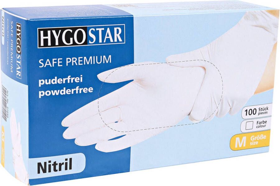 Nitril wegwerp handschoenen Safe Premium sterke kwaliteit wit poedervrij maat L 100 stuks