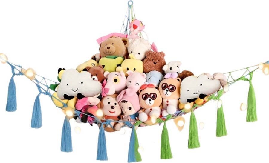 Nivard Knuffel Net Hangmat Speelgoed Opbergsysteem Hangmat Voor Knuffels Organizer Vlaggetjes Mix