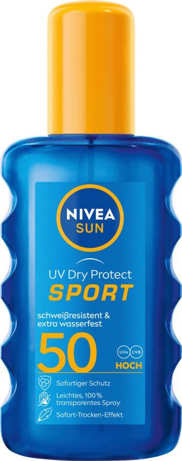 NIVEA SUN Zonnebrand spray UV Dry Protect Sport SPF 50 200 ml