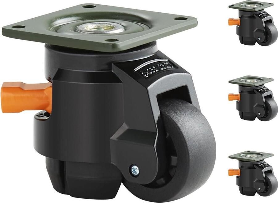Nivellerende wielen set Draagvermogen 1000 kg Heavy duty 5 cm Handvatontwerp verbeterd 360 graden draaibare zwenkwielen Verstelbare wielen met poten Werkbank machine standaard