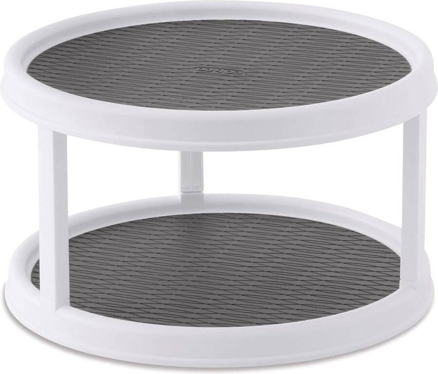 Non-Skid 2-Tier Pantry Cabinet Lazy Susan Draaitafel 12-Inch Wit Grijs Telescopische Rails recycleren
