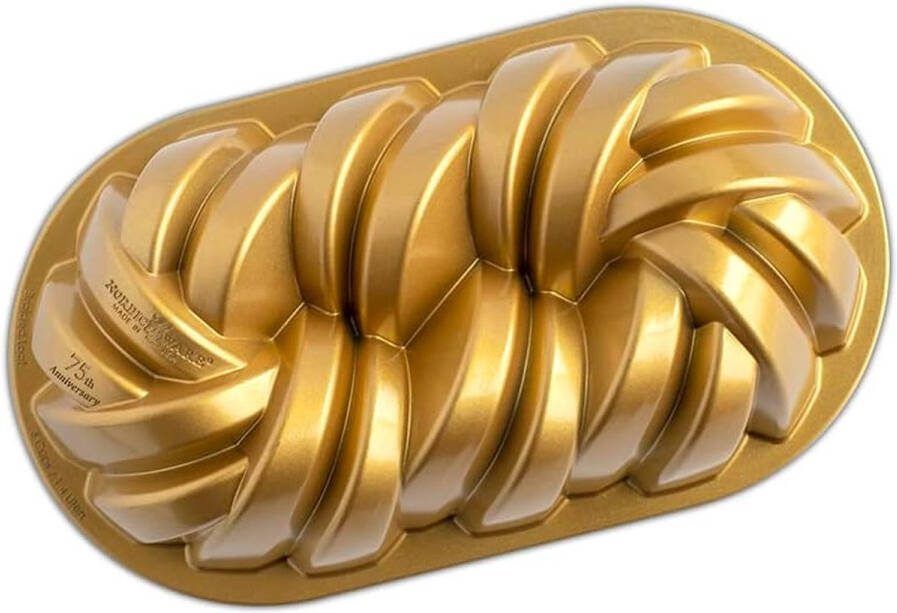 Nordic Ware Gevlochten Broodvorm Originele Gegoten Aluminium Bundt Pan Bundt Pan Met Gevlochten Patroon Cakevorm Gemaakt in de VS Goud