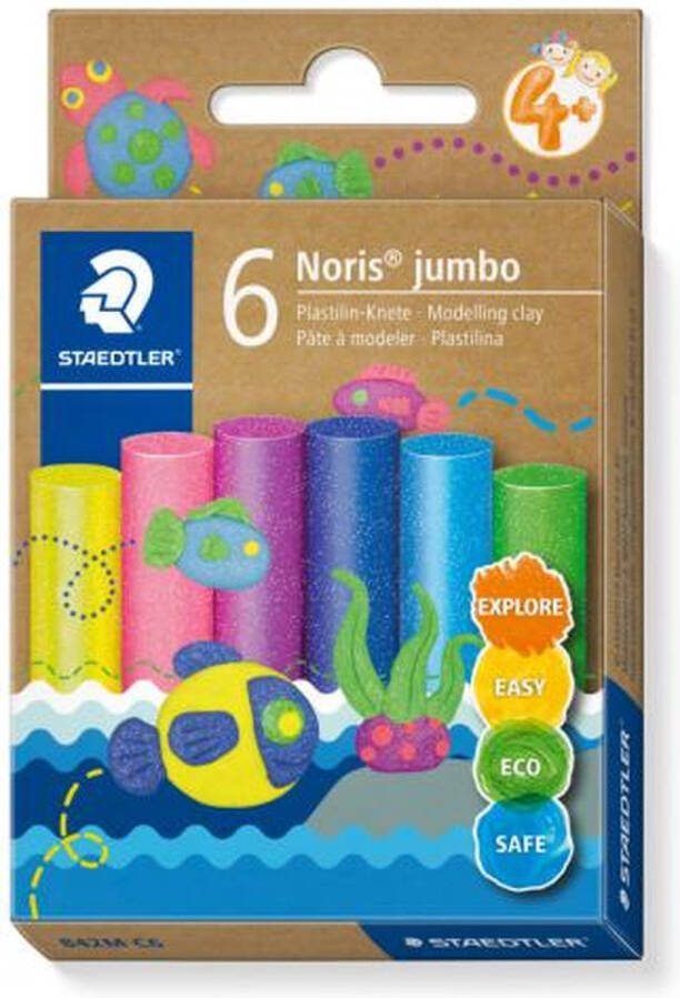 Noris jumbo boetseerklei 6 kleuren GLITTER