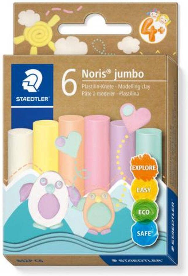 Noris jumbo boetseerklei 6 kleuren PASTEL