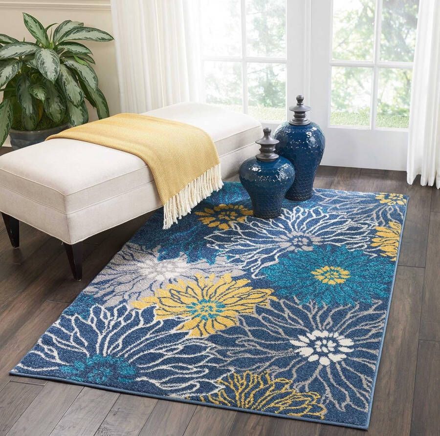 Nourison Passion Floral Blue 4 'x 6' Gebied Vloerkleed 3'9 x 5'9