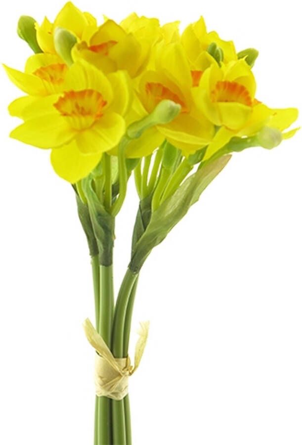 Nova Nature Daffodil bundle x5 yellow orange 32 cm kunstbloem Nov