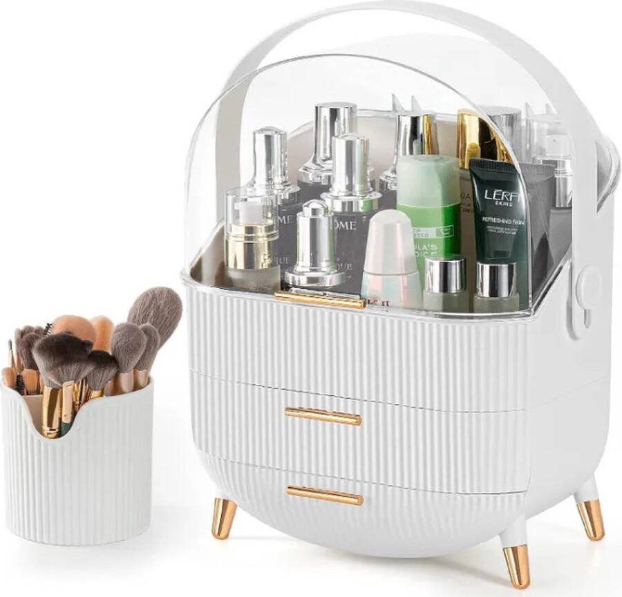 NovaWare Make Up Organizer – Ladekastje – Sieraden Houder Wit Inclusief extra bakje