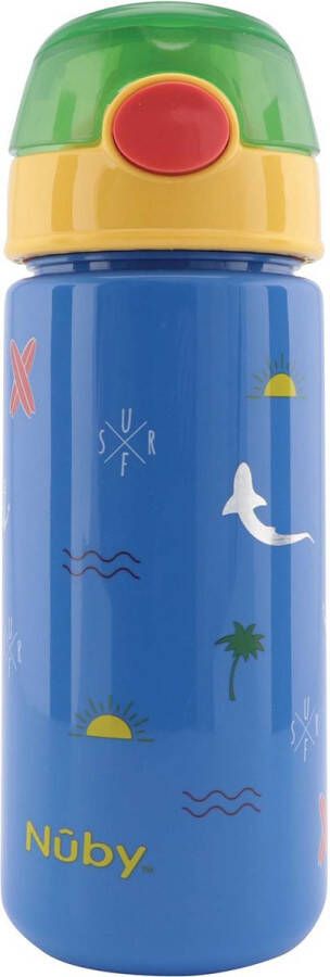 Nûby Nuby Drinkbeker met zacht rietje en surfdesign rietjesbeker voor kinderen 540ml blauw