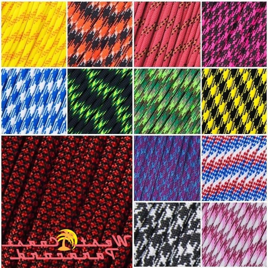 Nylon Militaire Paracord 550 Type III 7 Strand Utility Cord Rope Zwart 100 Voet Hanks met Imperial Red X