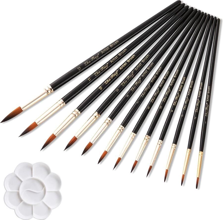 Nylon Penselen Kunstenaarspenselen Set van Acryl Waterverf en Olieverf voor Beginners Volwassenen Kinderen Kunstenaars en Schilderliefhebbers