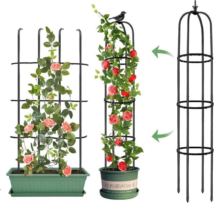 Obelisk toren voor klimplanten 150 cm U-vormige steunen roestvrij indoor outdoor bloemstandaard groente Obelisk opgewaardeerd duurzaam