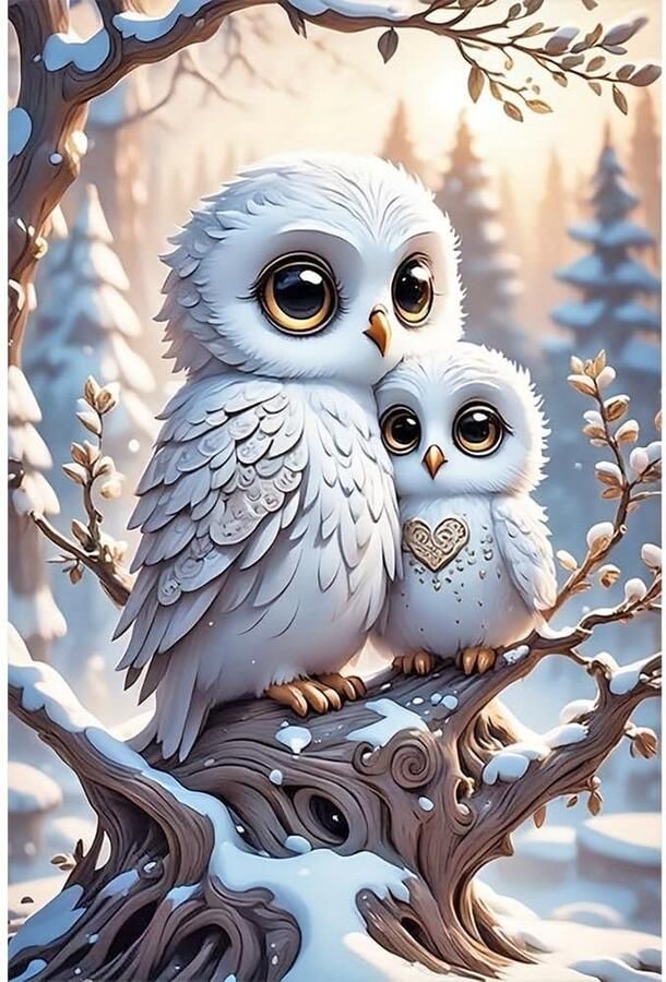 OCreon 5D Diamond Painting Kits for Adults Owl Diamond Painting Kit Crystal Rhinestone Diamond Embroidery Art Pictures Suitable Wall Decoration in Living Room and Bedroom