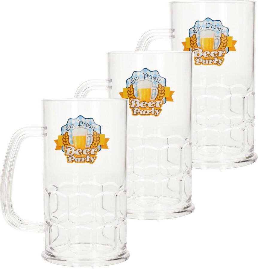 Oktoberfest bierpullen bierglazen 12x stevig kunststof transparant 500 ml