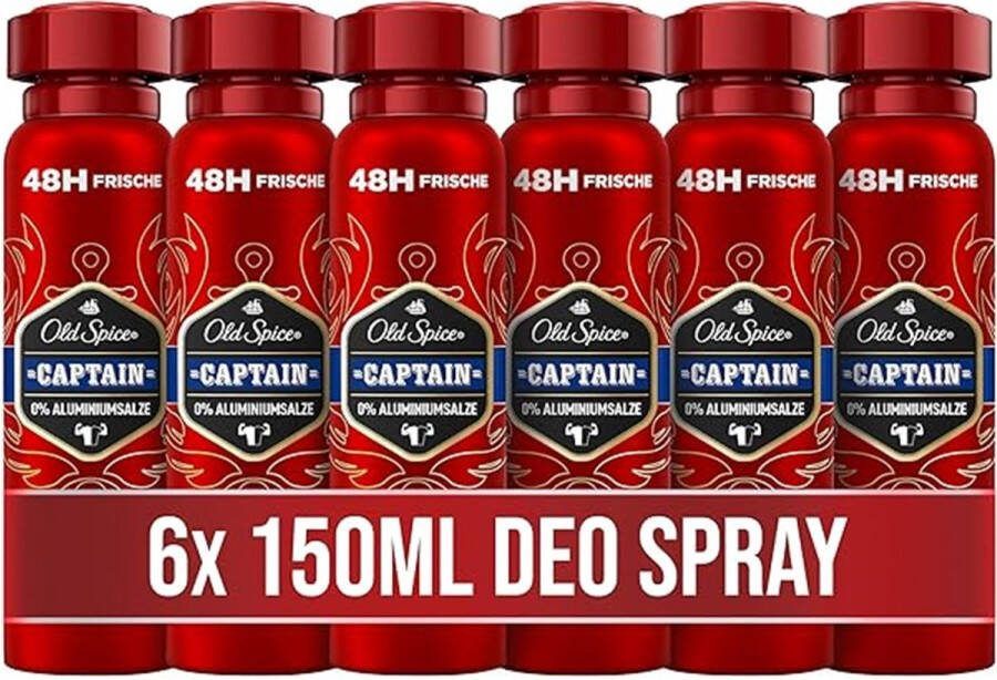 Old Spice Deodorant Captain Spray 6x 150 ml Voordeelverpakking