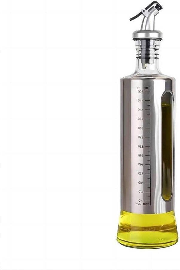 Olie Dispenser 500ml Oliedispenser met Roestvrij Stalen Cover Oliereservoir met Trechter