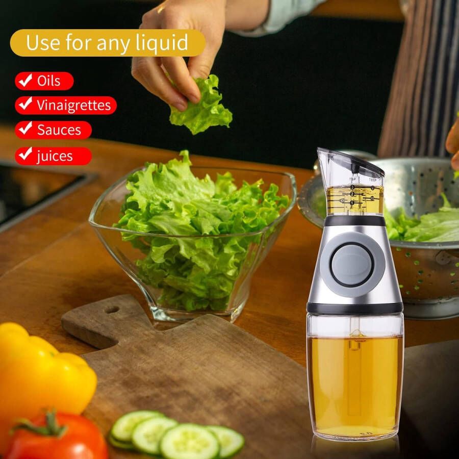 Olie dispenser fles voor keuken oliedispenser met metingen olijfolie dispenser fles olie en azijn dispenser Cruet salade dressing fles voor keuken (8 5 oz)