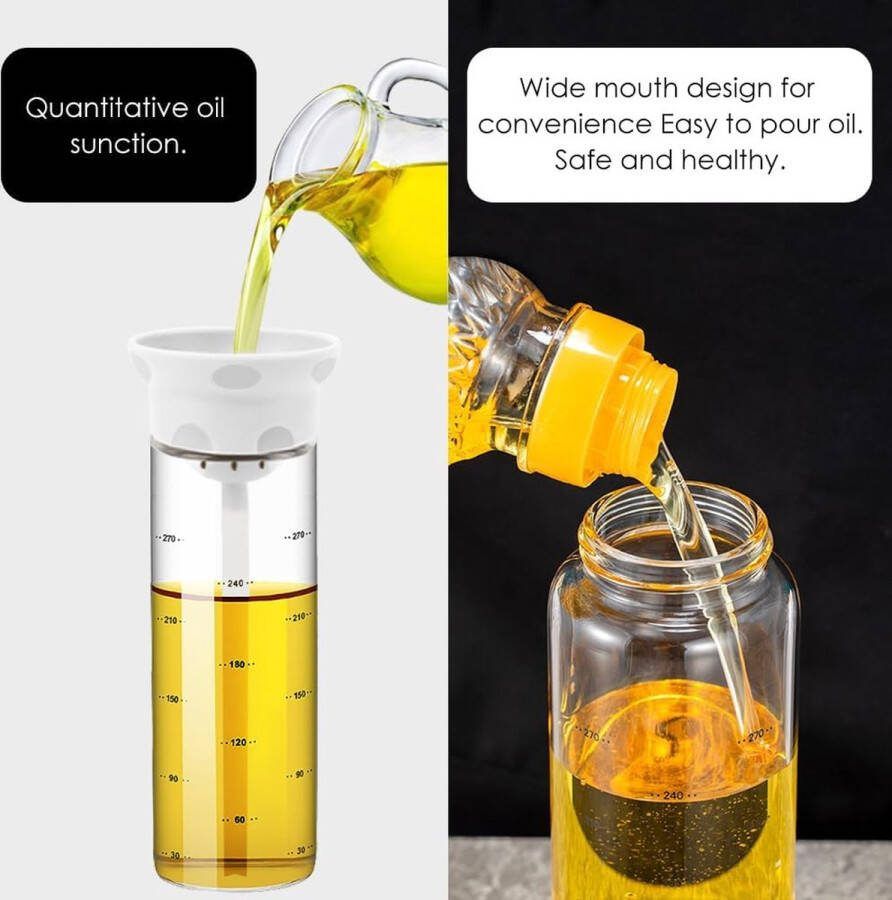 Olie Dispenser met Borstel 200ml 2 in 1 Olijfolie Dispenser Fles voor Keuken Glas Bakolie Fles Wit