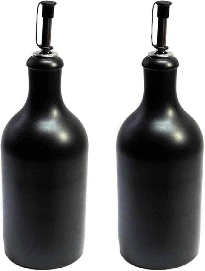 Oliedispenser 500 ml keramiek zwart Met schenktuit Made in Germany