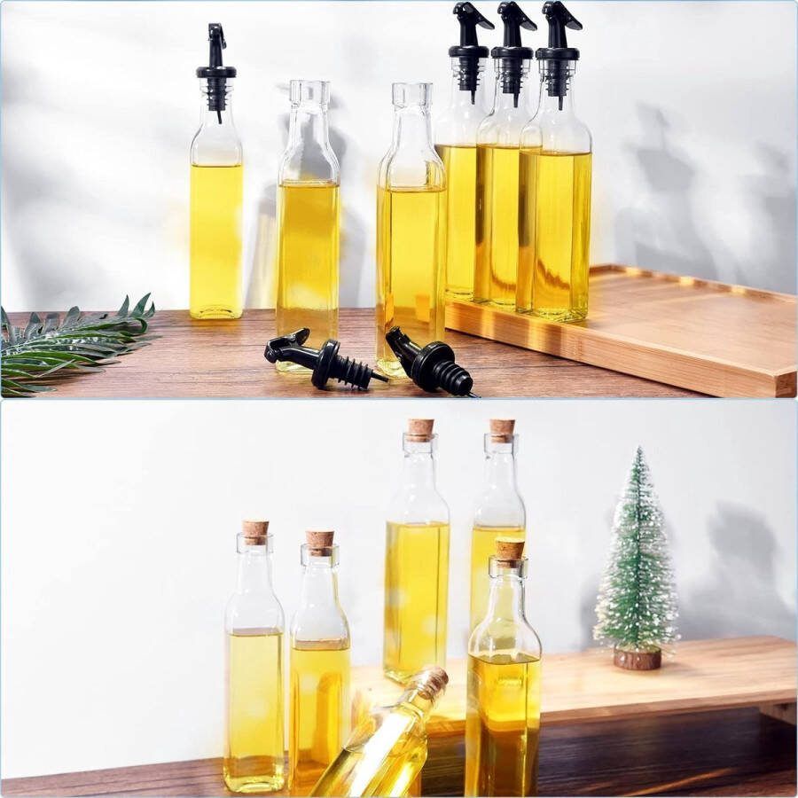 Oliedispenser Brengt Lhen 6x250ml oliefles met schenktuit azijn en oliefles set olijfoliefles met olie-schenktuit wijnkurk etiketten markeerstift trechter