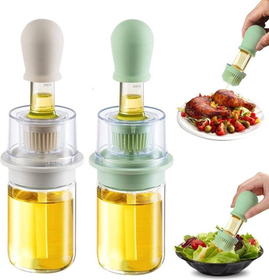 Oliedispenser met borstel 2 in 1 180 ml Olijfoliedispenser Azijnfles Siliconen pasteuze borstel Koken Keuken Barbecuegrillsalade Bakken Wit Groen Olive Oil Bottle Dispenser