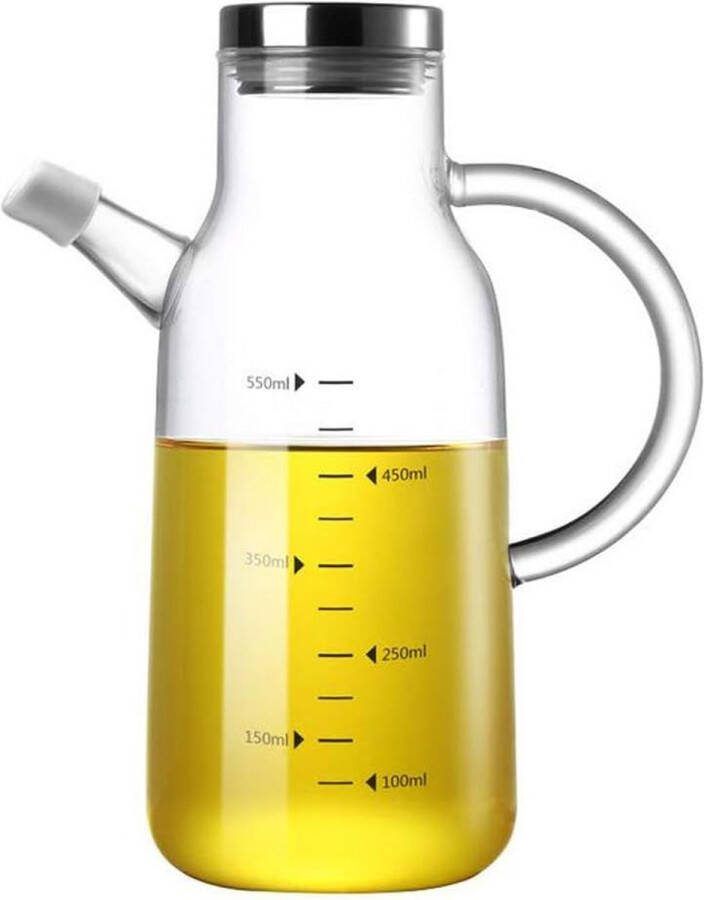 Oliedispenser Olijfoliedispenser Glazen fles Azijn Dispensing Cruets 550 ml lekvrije bakolie-opslagcontainer met dop voor keuken en BBQ