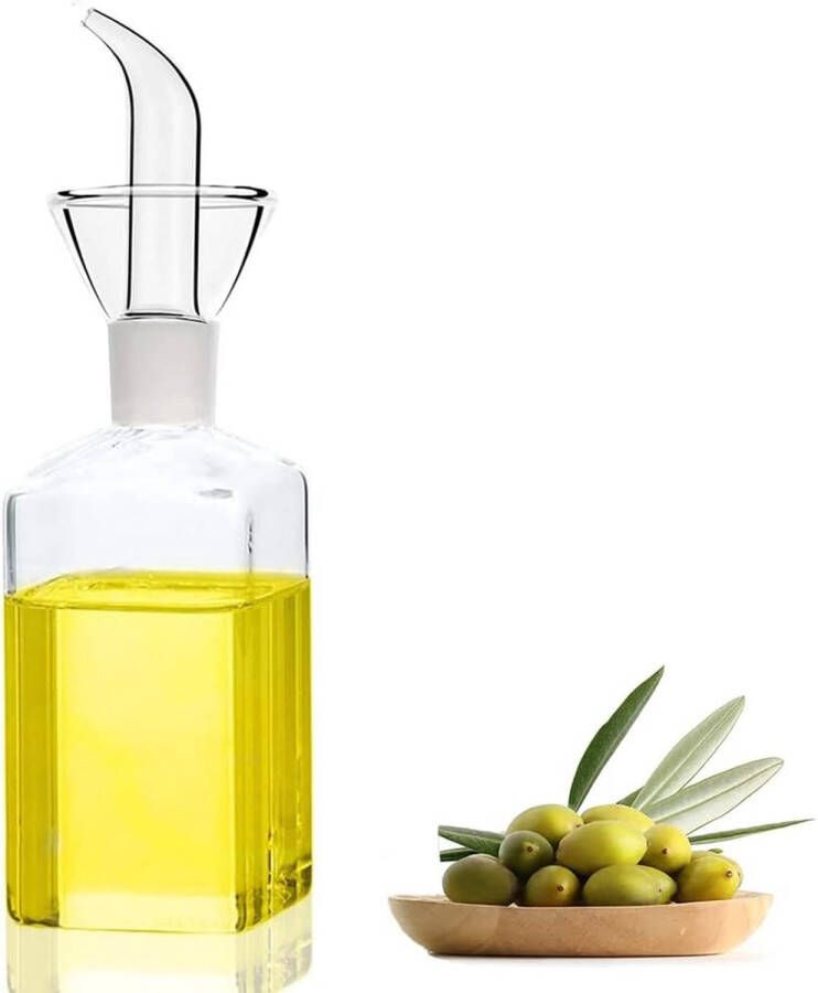 Oliefles glazen fles 250 ml azijn & oliefles dispenser likeurflessen jenever olie azijn olijfolie maatdispenser met lekvrij voor spijsolie salade BBQ bakken braden grillen