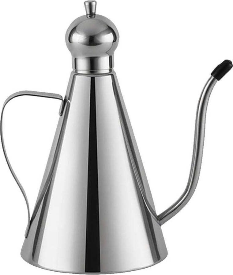 Oliekan RVS 1 liter Oliefles Oliekan Olie dispenser fles voor olijfolie Navulbaar Olijfoliekan Azijnschenker en Keuken Drizzler van Roestvrij Staal Druppelvrij