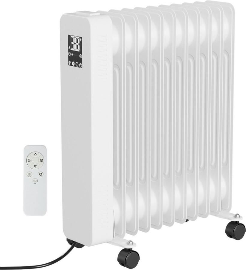 Olieradiator Oliegevulde Radiator Elektrische Kachel Verwarming Heater Wit 2500 Watt VerrijdbaarWit